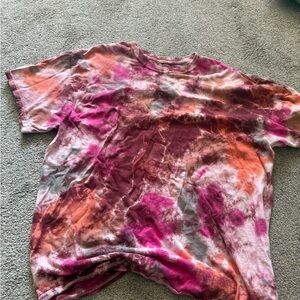 Urban Outfitters Urban Renewal Tie-Dye T-Shirt - Pink and Orange